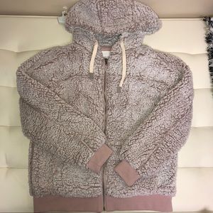 Pink fuzzy sherpa hoodie
